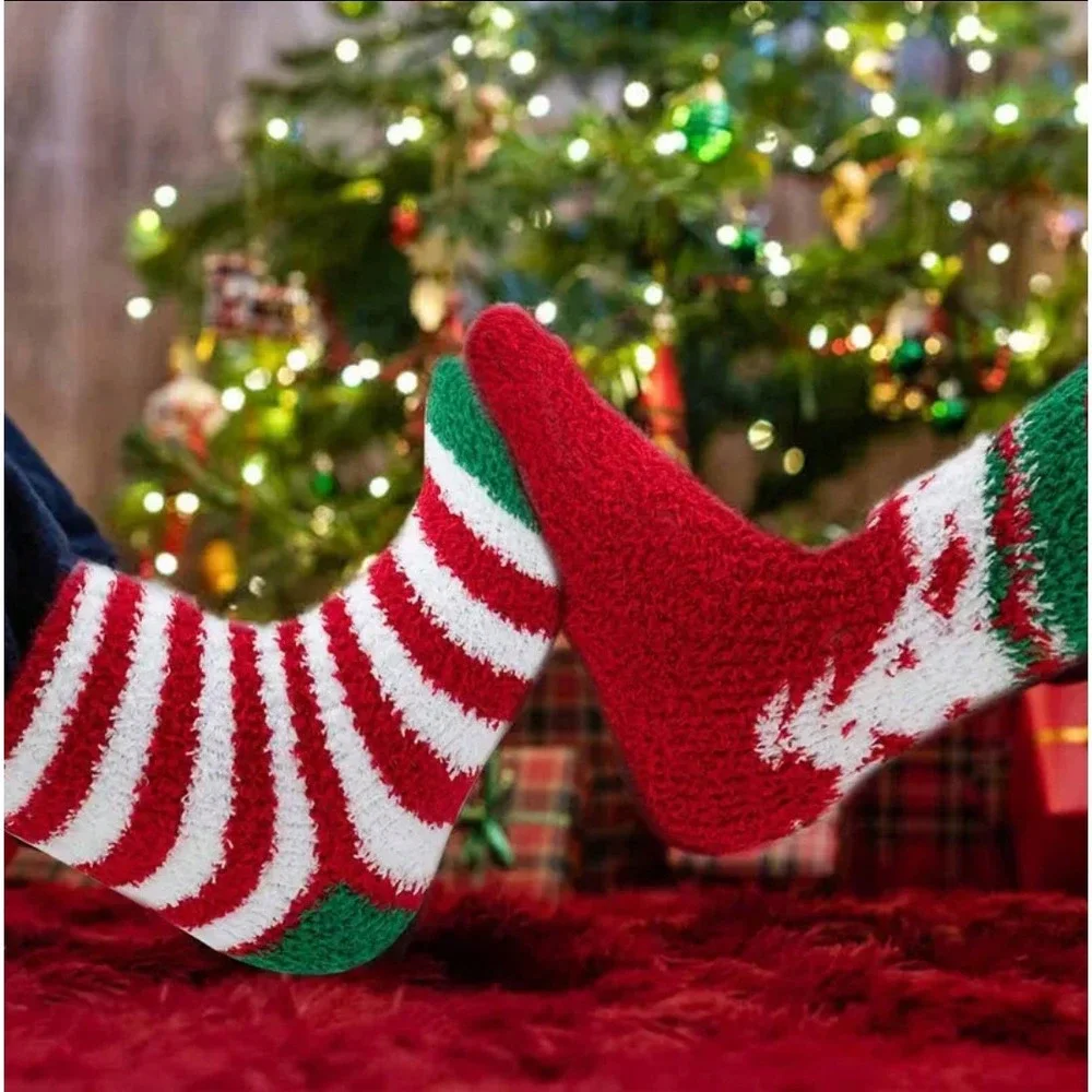 Calcetines Navideños Gruesos Suaves Y Cálidos Novedosos Paquete De 5 Holiday NEW